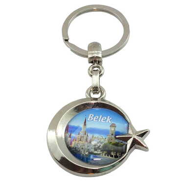 Belek Themed Metal Turkish Flag Enamel Keychain - 5