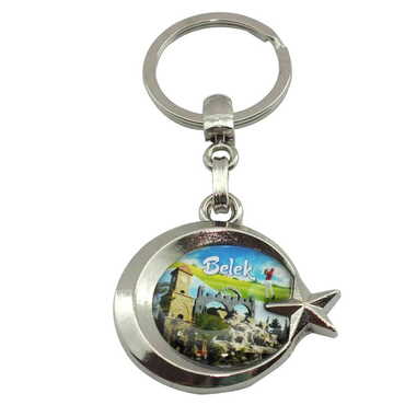 Belek Themed Metal Turkish Flag Enamel Keychain - 6