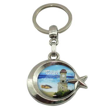 Belek Themed Metal Turkish Flag Enamel Keychain - 7