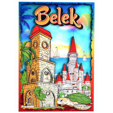 Toptan Belek Temalı Myros Büyük Ahşap Tabela 200x290 mm - Thumbnail