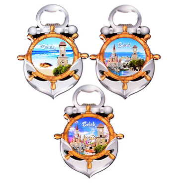 Belek Themed Anchor Shaped Metal Magnetic Bottle Opener 105x72 mm - 3