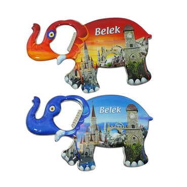Belek Themed Elephant Shaped Metal Magnetic Bottle Opener 98x61 mm - 3