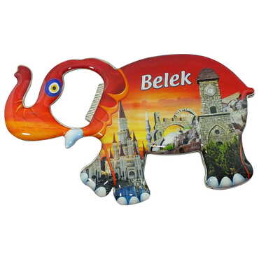 Belek Themed Elephant Shaped Metal Magnetic Bottle Opener 98x61 mm - 4