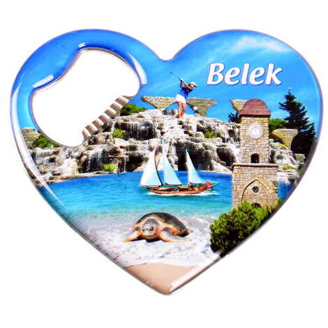 Toptan Belek Temalı Myros Metal Kalp Açacak Magnet 85x76 mm - 4