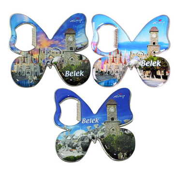 Belek Themed Butterfly Shaped Metal Magnetic Bottle Opener 70x70 mm - 3