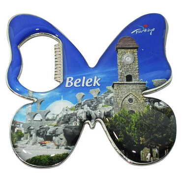 Belek Themed Butterfly Shaped Metal Magnetic Bottle Opener 70x70 mm - 4