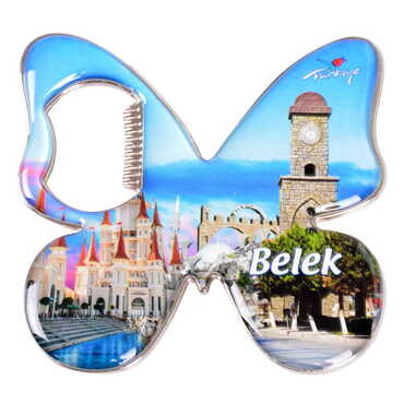 Belek Themed Butterfly Shaped Metal Magnetic Bottle Opener 70x70 mm - 5