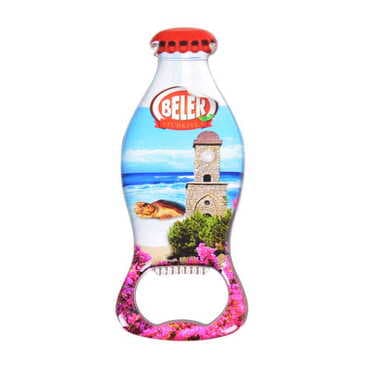 Belek Themed Coke Bottle Shaped Metal Magnetic Bottle Opener 120x41 mm - 4