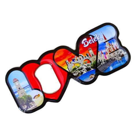 Belek Temalı Myros Metal Love Açacak Magnet 114x47 mm - 2