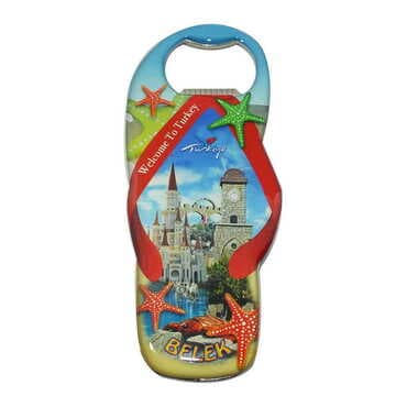 Belek Themed Slipper Shaped Metal Magnetic Bottle Opener 110x45 mm