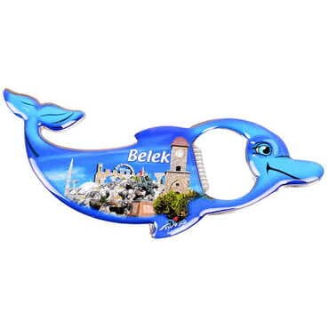 Belek Themed Dolphin Shaped Metal Magnetic Bottle Opener 102x67 mm - 5