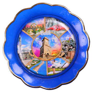 Belek Themed Epoxy Dome Plate Shaped Souvenir Fridge Magnet 73 mm - 9