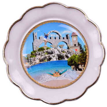 Belek Themed Epoxy Dome Plate Shaped Souvenir Fridge Magnet 73 mm - 20