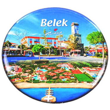 Belek Themed Epoxy Dome Round Souvenir Fridge Magnet 67 mm - 3