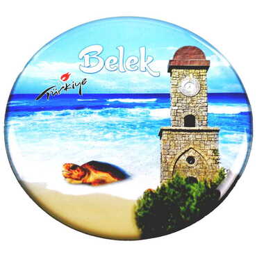 Belek Themed Epoxy Dome Round Souvenir Fridge Magnet 67 mm - 4