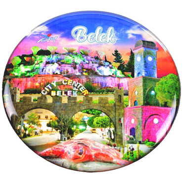 Belek Themed Epoxy Dome Round Souvenir Fridge Magnet 67 mm - 6