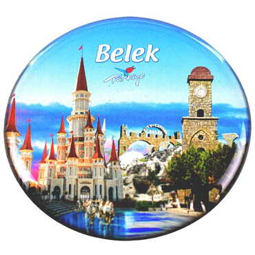 Belek Themed Epoxy Dome Round Souvenir Fridge Magnet 67 mm - 8