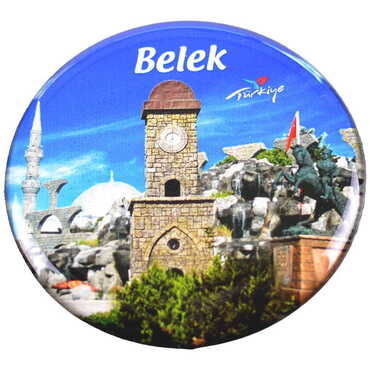 Belek Themed Epoxy Dome Round Souvenir Fridge Magnet 67 mm - 9
