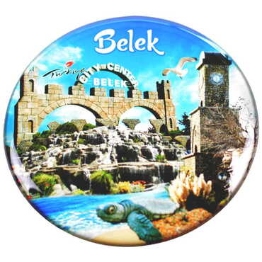 Belek Themed Epoxy Dome Round Souvenir Fridge Magnet 67 mm - 10