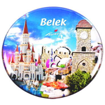 Belek Themed Epoxy Dome Round Souvenir Fridge Magnet 67 mm - 11
