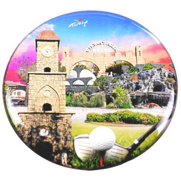 Belek Themed Epoxy Dome Round Souvenir Fridge Magnet 67 mm - 12