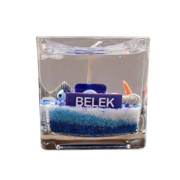 Belek Themed Medium Square Glass Candle Gel Wax