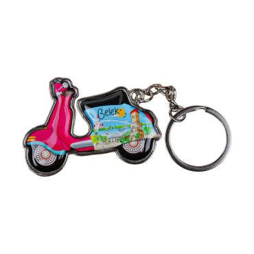 Belek Themed Scooter Shaped Metal Keychain