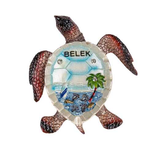Belek Temalı Sedefli Taşlı Polyester Büyük Kaplumbağa Küllük 13.5*12 Cm - 3
