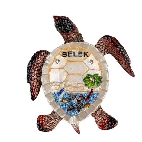 Belek Temalı Sedefli Taşlı Polyester Büyük Kaplumbağa Küllük 13.5*12 Cm - 4