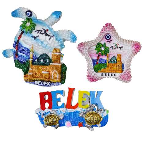 Belek Temalı Taşlı ve Sedefli Polyester Magnet - 28