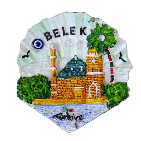 Belek Temalı Taşlı ve Sedefli Polyester Magnet - 24