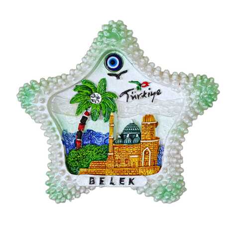 Belek Temalı Taşlı ve Sedefli Polyester Magnet - 23