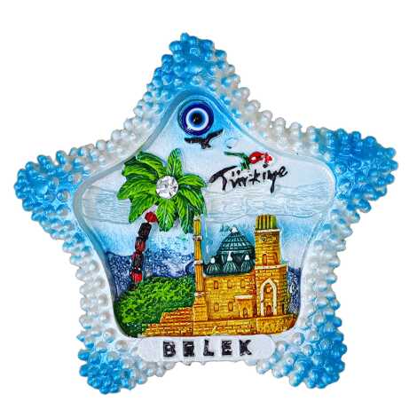 Belek Temalı Taşlı ve Sedefli Polyester Magnet - 22