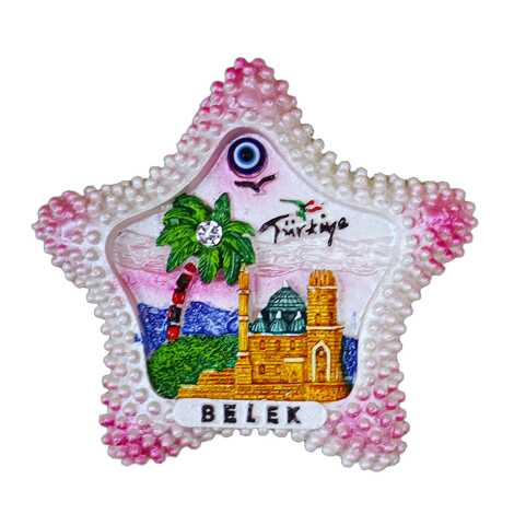 Belek Temalı Taşlı ve Sedefli Polyester Magnet - 20