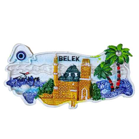 Belek Temalı Taşlı ve Sedefli Polyester Magnet - 18