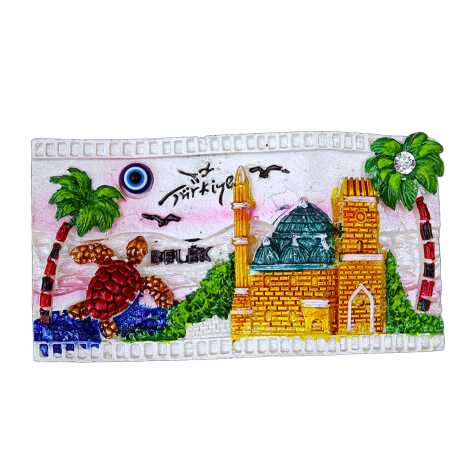 Belek Temalı Taşlı ve Sedefli Polyester Magnet - 17