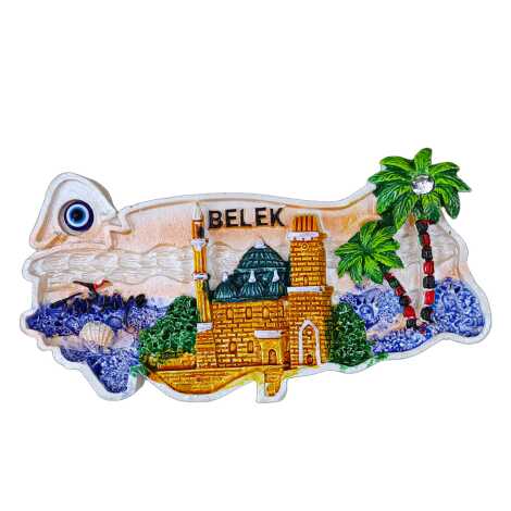 Belek Temalı Taşlı ve Sedefli Polyester Magnet - 14