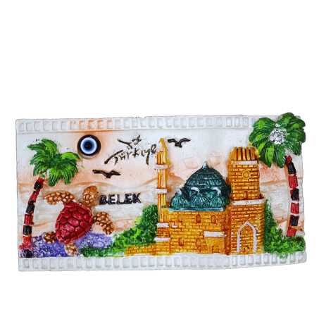 Belek Temalı Taşlı ve Sedefli Polyester Magnet - 13