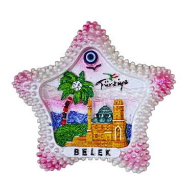 Belek Themed Stone and Mother of Pearl Polyester Refrigerator Magnet - 20