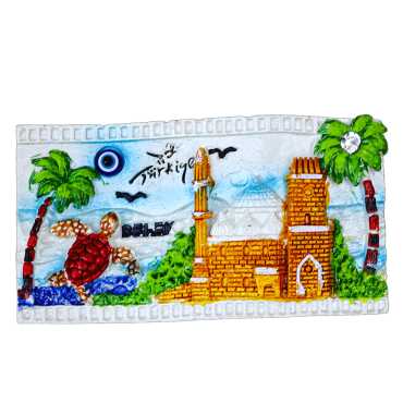 Belek Themed Stone and Mother of Pearl Polyester Refrigerator Magnet - 7