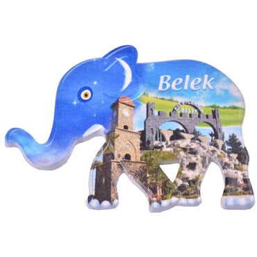 Belek Themed Customised UV Printed Plastic Base Elephant Shaped Fridge Magnet 86x62 mm - 6