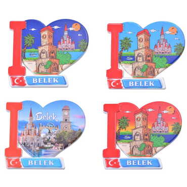 Toptan Belek Temalı Uv Baskılı Kalp Şekilli Magnet 86x62 mm - 3