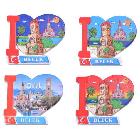 Toptan Belek Temalı Uv Baskılı Kalp Şekilli Magnet 86x62 mm - 3