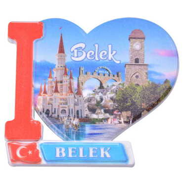 Belek Themed Customised UV Printed Plastic Base Heart Shaped Fridge Magnet 86x62 mm - 6