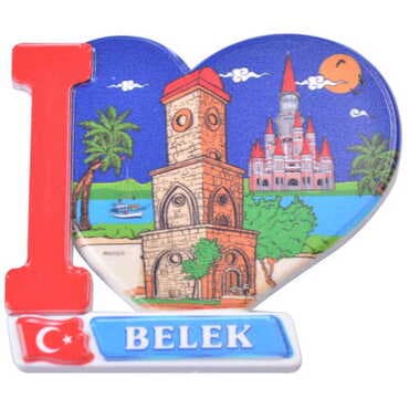 Belek Themed Customised UV Printed Plastic Base Heart Shaped Fridge Magnet 86x62 mm - 7