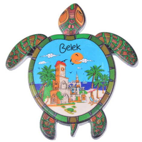 Toptan Belek Temalı Uv Baskılı Kaplumbağa Şekilli Magnet 80x74 mm - 3