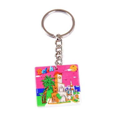 Belek Themed Customised Uv Printed Plastic Base Round Keyring 40x108 mm - 5