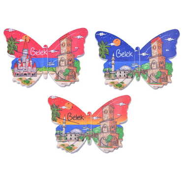 Toptan Belek Temalı Uv Baskılı Kelebek Şekilli Magnet 80x58 mm - 3