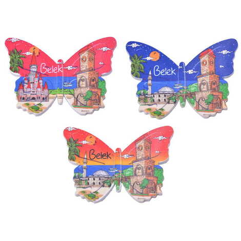 Toptan Belek Temalı Uv Baskılı Kelebek Şekilli Magnet 80x58 mm - 3
