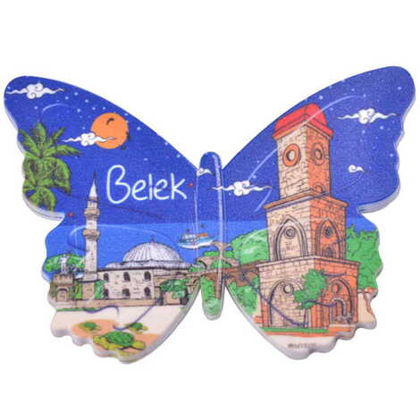 Toptan Belek Temalı Uv Baskılı Kelebek Şekilli Magnet 80x58 mm - 4